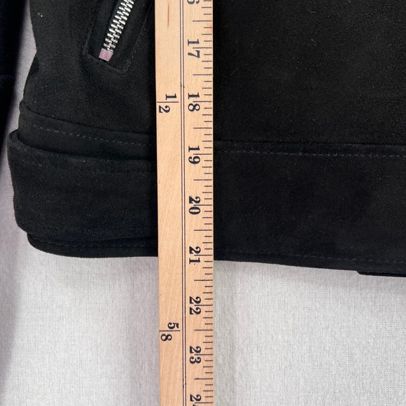 THEORY Suede Moto Jacket Womens Medium Black Downtown Biker Capsule Minimalist - Picture 13 of 13
